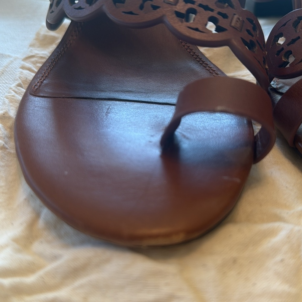 Tory Burch Tiny Miller Heeled Sandals in Burnt Cuoio Leather - Picture 15 of 15